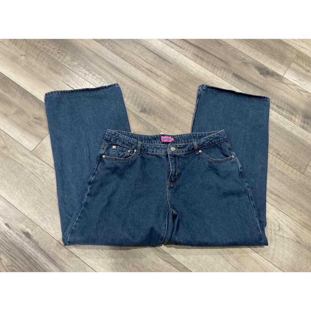 Edikted Wide Leg Skater Jeans Dark Wash Baggy High Waisted XL‎